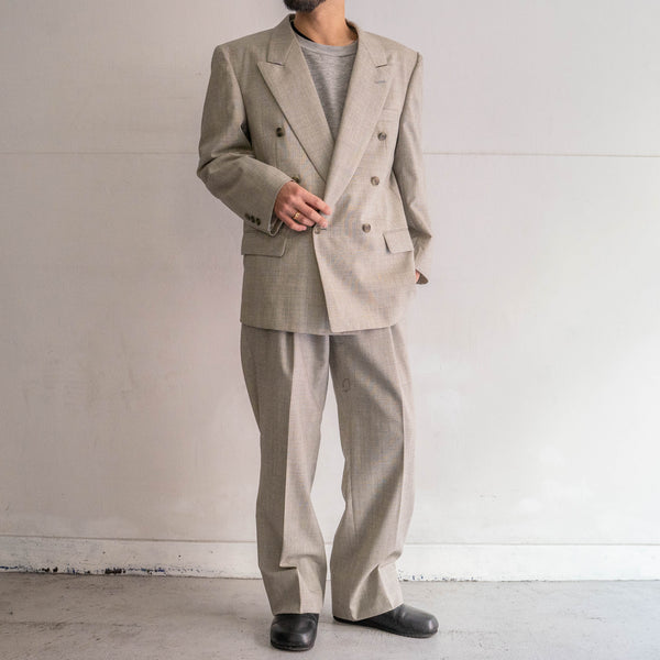 1990s Japan vintage white based glen check double breasted set up