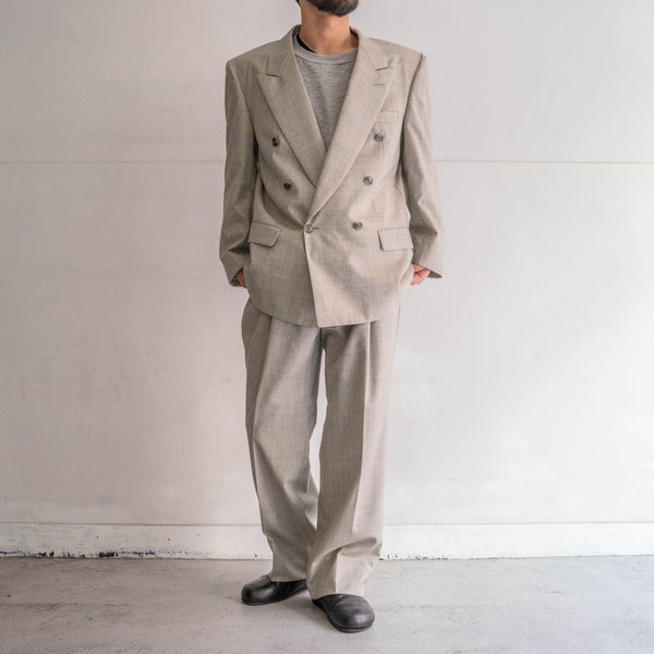 1990s Japan vintage white based glen check double breasted set up
