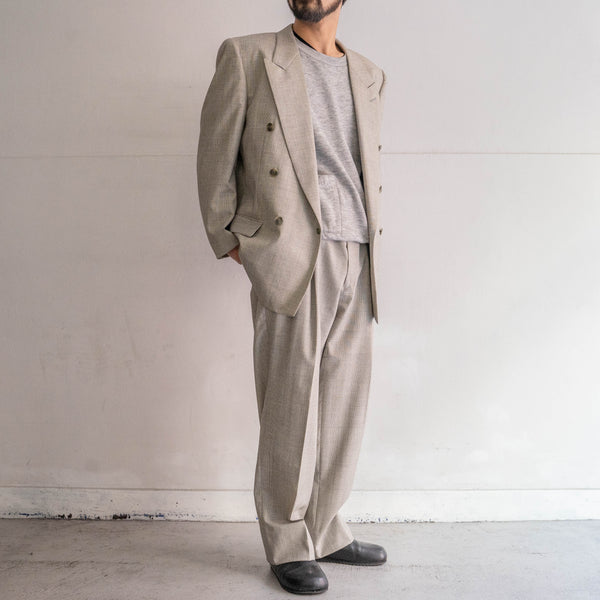 1990s Japan vintage white based glen check double breasted set up