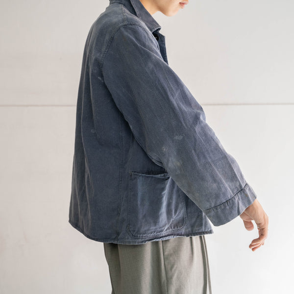 around 1970s Germany faded blue work jacket -short length-