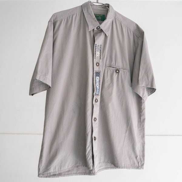 1990s gray color all cotton short sleeve tyrolean shirt