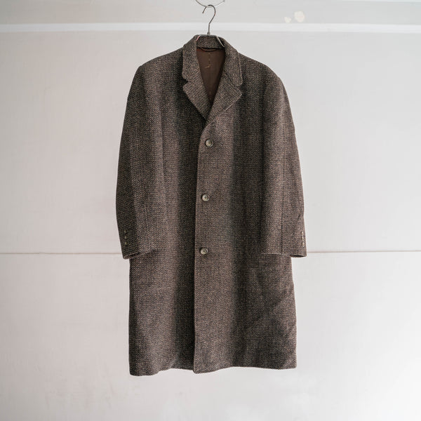 1970s Japan vintage brown tweed long coat -good fabric-
