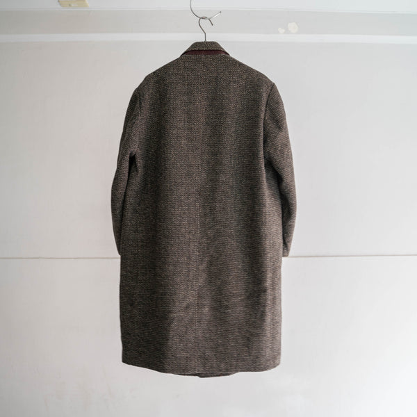 1970s Japan vintage brown tweed long coat -good fabric-