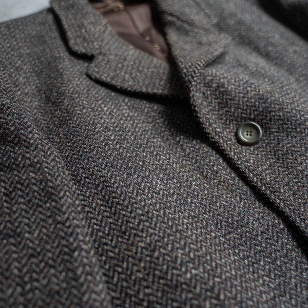 1970s Japan vintage brown tweed long coat -good fabric-