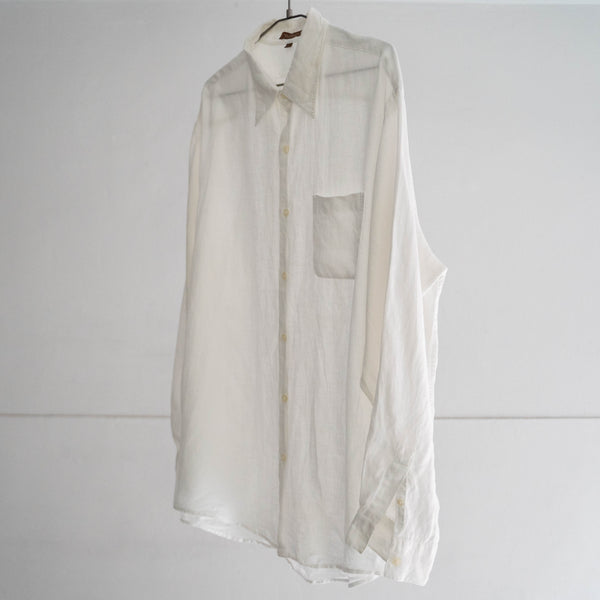 1990s white color all linen big silhouette shirt