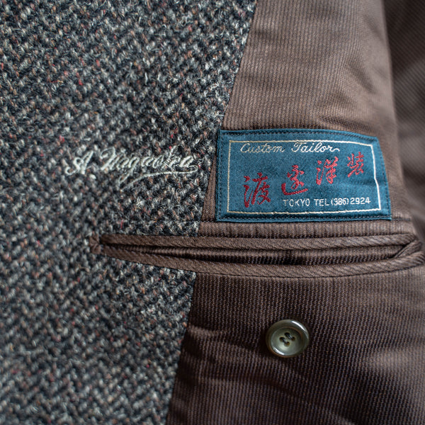 1970s Japan vintage brown tweed long coat -good fabric-