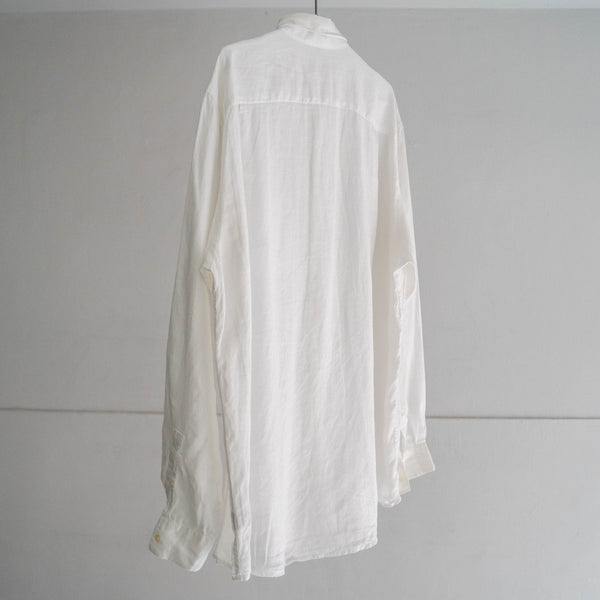 1990s white color all linen big silhouette shirt