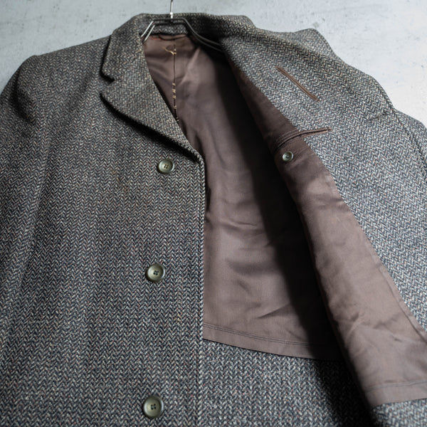 1970s Japan vintage brown tweed long coat -good fabric-
