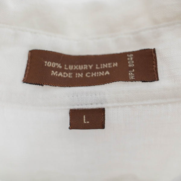 1990s white color all linen big silhouette shirt