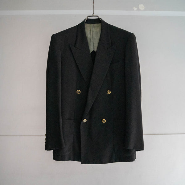 2000s Japan vintage black double breasted tailored jacket with gold buttons