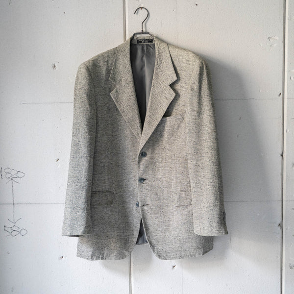 around 1980s black × white melange silk tailored jacket