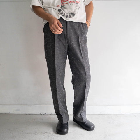 around 1980s gray base wool kasuri two tuck slacks 'made in usa'