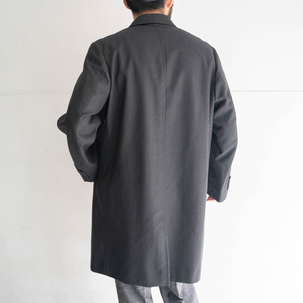 1970-80s Japan vintage charcoal gray based all wool coat