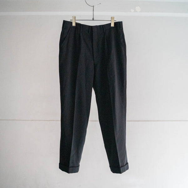 1980s Japan vintage black wool 100 1 tuck slacks