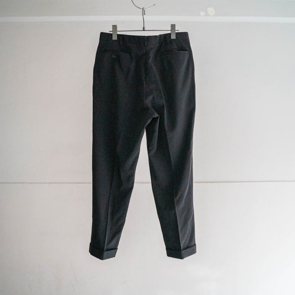 1980s Japan vintage black wool 100 1 tuck slacks