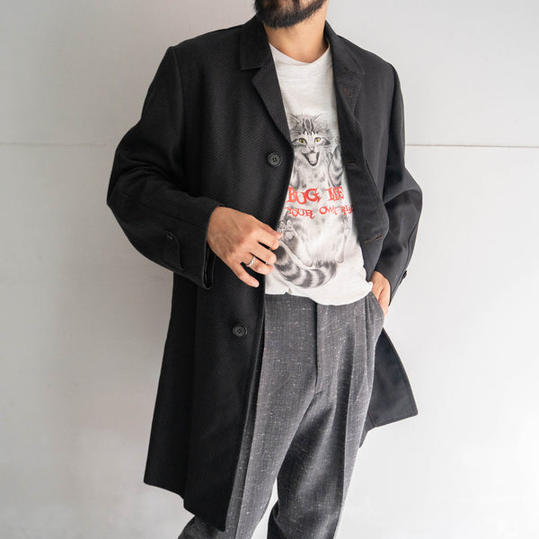 1970-80s Japan vintage charcoal gray based all wool coat