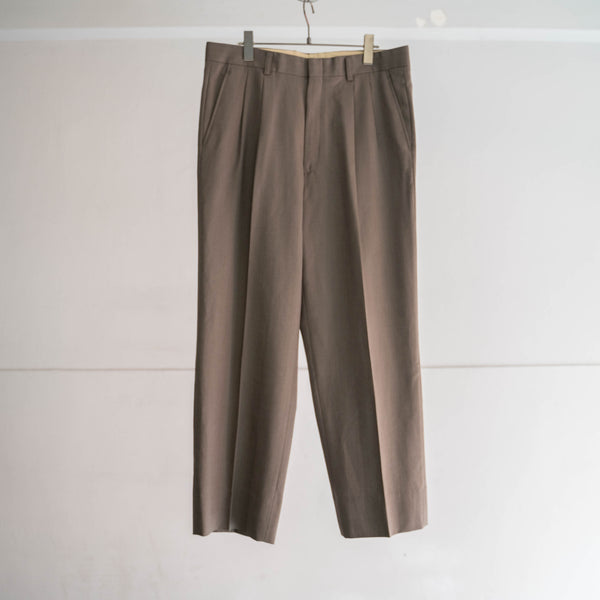 1990s Japan vintage khaki brown 2 tuck wool slacks
