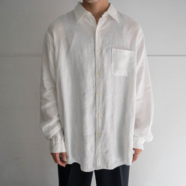 1990s white color all linen big silhouette shirt