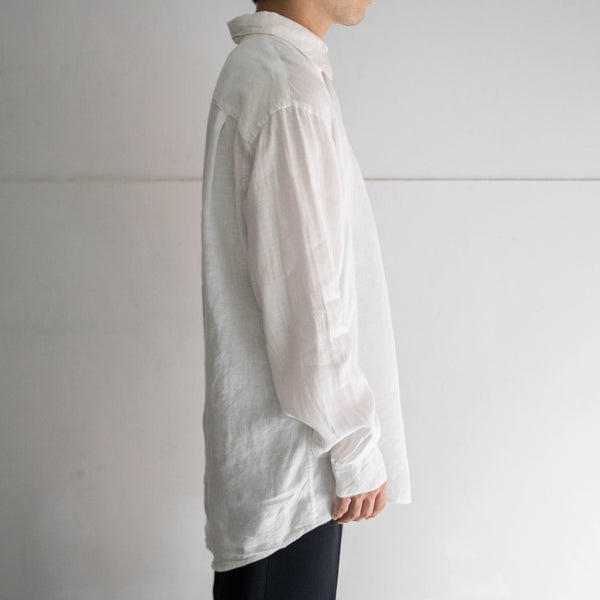 1990s white color all linen big silhouette shirt