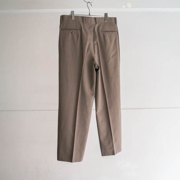 1990s Japan vintage khaki brown 2 tuck wool slacks