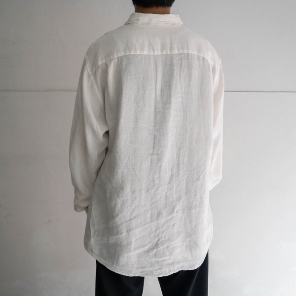 1990s white color all linen big silhouette shirt