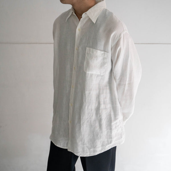 1990s white color all linen big silhouette shirt