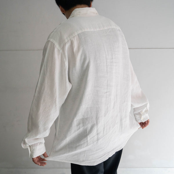 1990s white color all linen big silhouette shirt