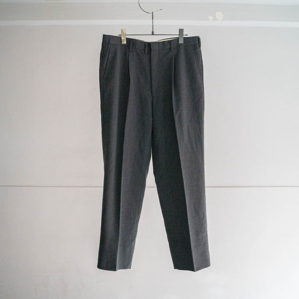 1990s Japan vintage gray poly ×wool 1 tuck slacks -washable-