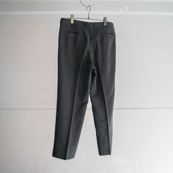 1990s Japan vintage gray poly ×wool 1 tuck slacks -washable-