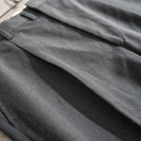 1990s Japan vintage gray poly ×wool 1 tuck slacks -washable-