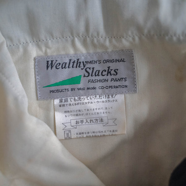 1990s Japan vintage gray poly ×wool 1 tuck slacks -washable-