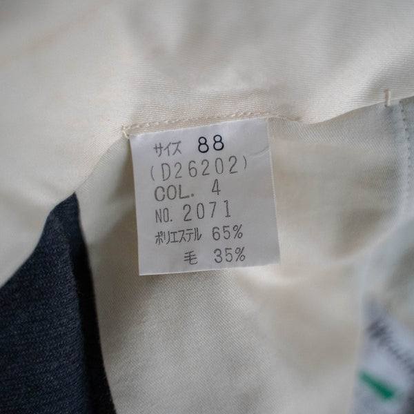 1990s Japan vintage gray poly ×wool 1 tuck slacks -washable-