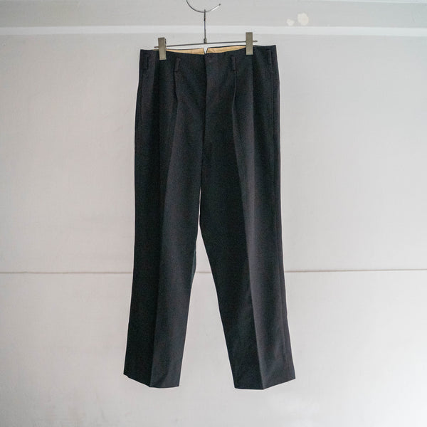 1970s Japan vintage black wool 100 2 tuck slacks