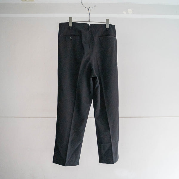 1970s Japan vintage black wool 100 2 tuck slacks