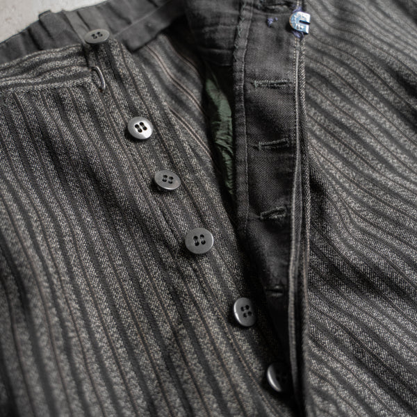 around 1960s Europe black chambray stripe wool pants