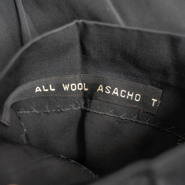 1970s Japan vintage black wool 100 2 tuck slacks
