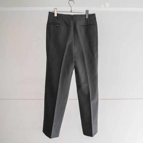 1980s Japan vintage gray × black stripe slacks