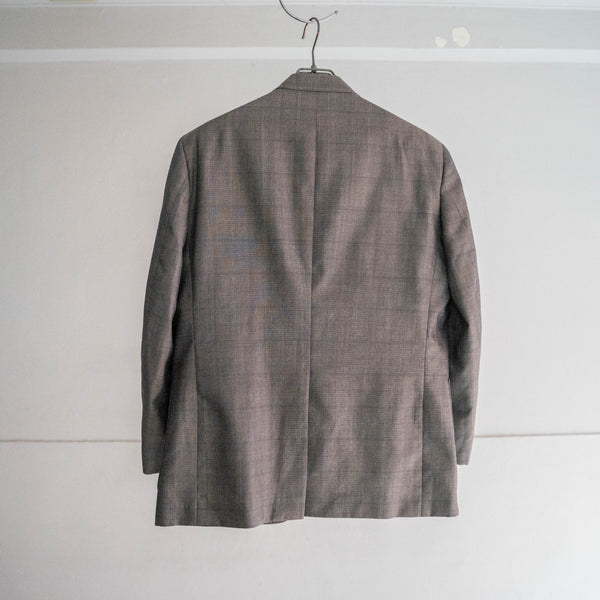 2000s Japan vintage shiny gray checked tailored jacket