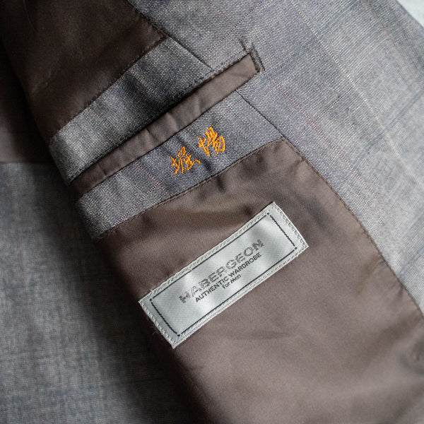 2000s Japan vintage shiny gray checked tailored jacket