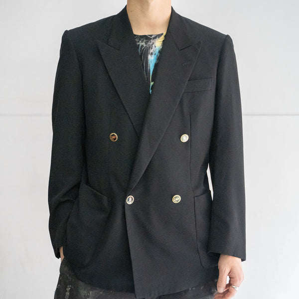 2000s Japan vintage black double breasted tailored jacket with gold buttons