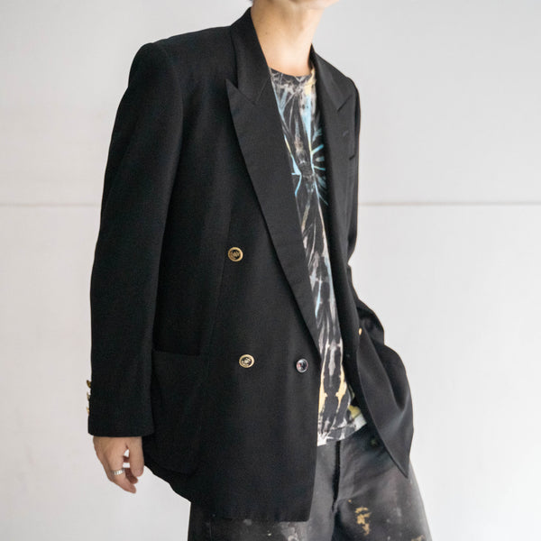 2000s Japan vintage black double breasted tailored jacket with gold buttons