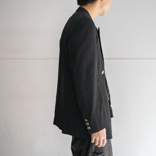 2000s Japan vintage black double breasted tailored jacket with gold buttons