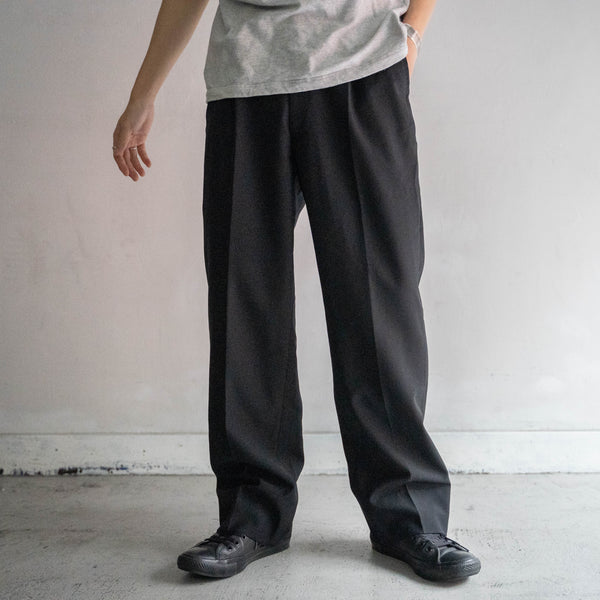 1990s Japan vintage black wool 100 slacks with side adjuster
