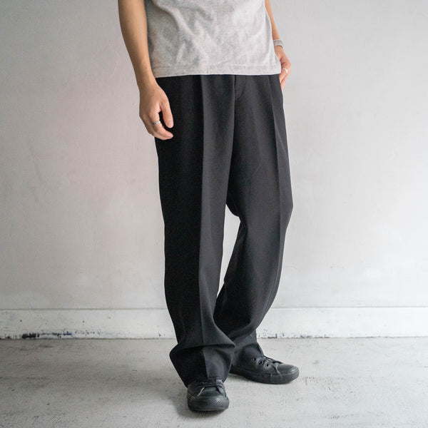 1990s Japan vintage black wool 100 slacks with side adjuster