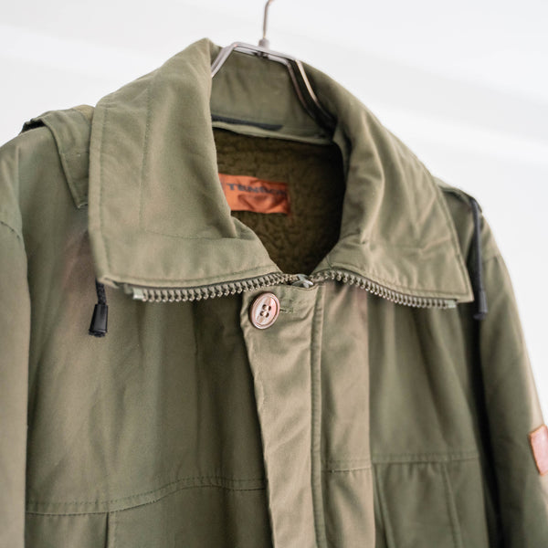 1980-90s olive green half coat with liner -military sampling-