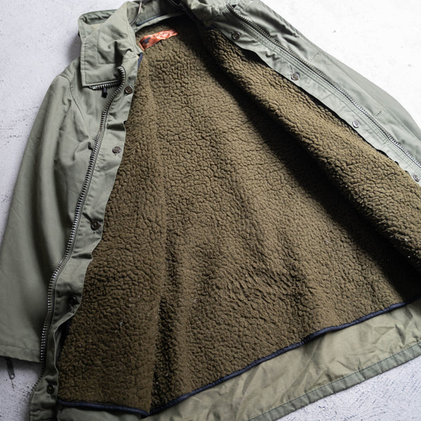 1980-90s olive green half coat with liner -military sampling-