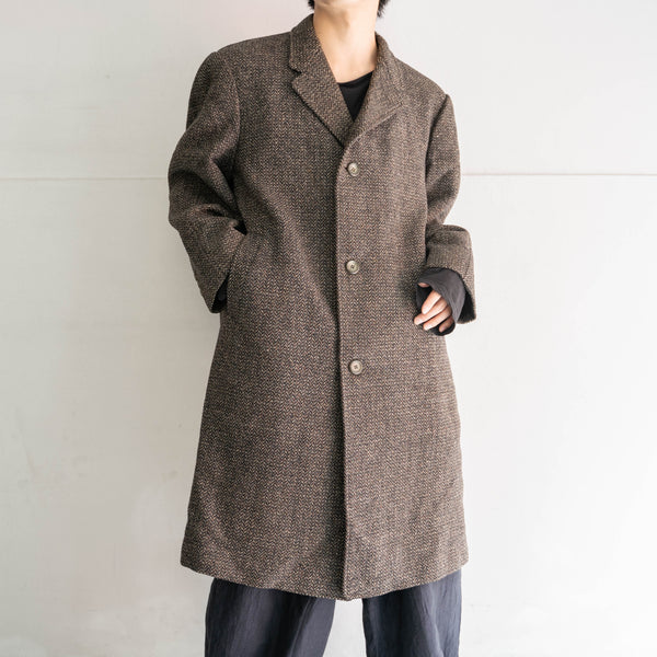 1970s Japan vintage brown tweed long coat -good fabric-