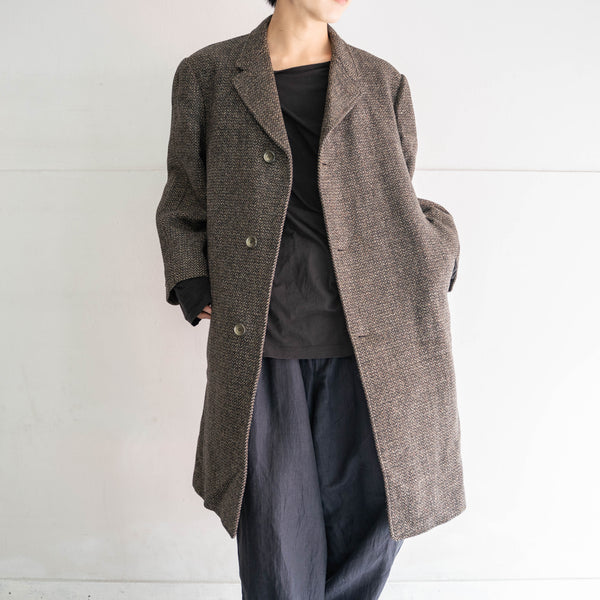 1970s Japan vintage brown tweed long coat -good fabric-