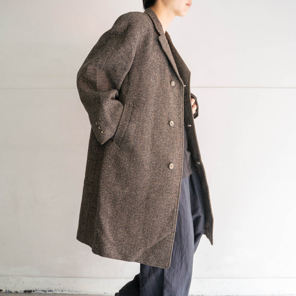 1970s Japan vintage brown tweed long coat -good fabric-