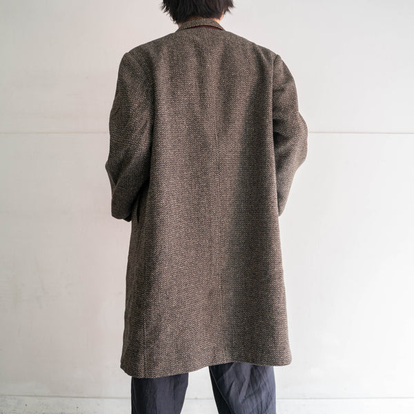 1970s Japan vintage brown tweed long coat -good fabric-